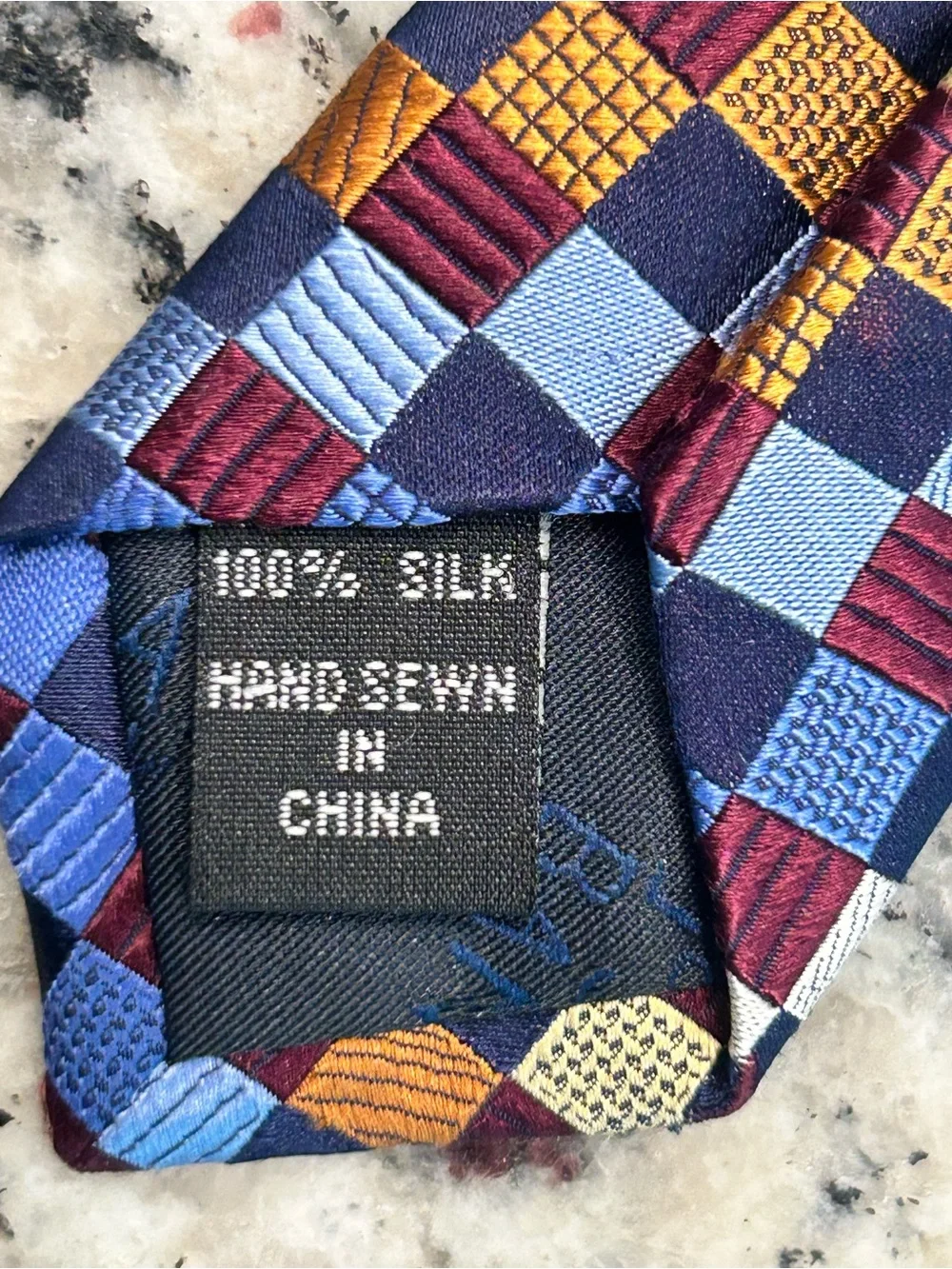 Jos. A. Bank Men’s Hand Sewn Silk Multicolor Checkerboard Striped Tie 60” x 3.5”